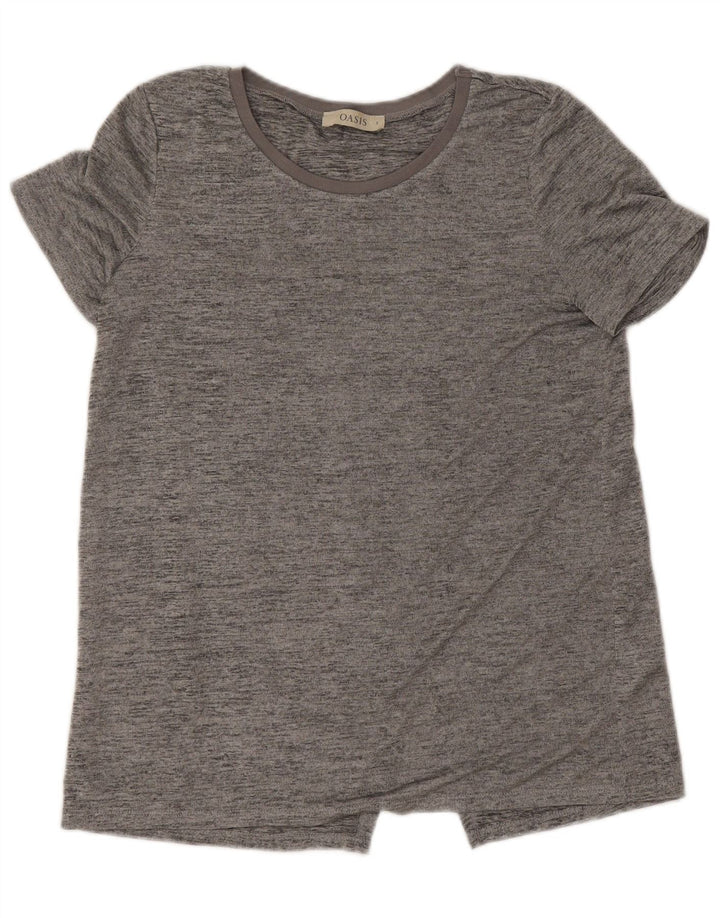 Oasis Dame T-Shirt Top UK 10 Small Grå Flecked Polyester