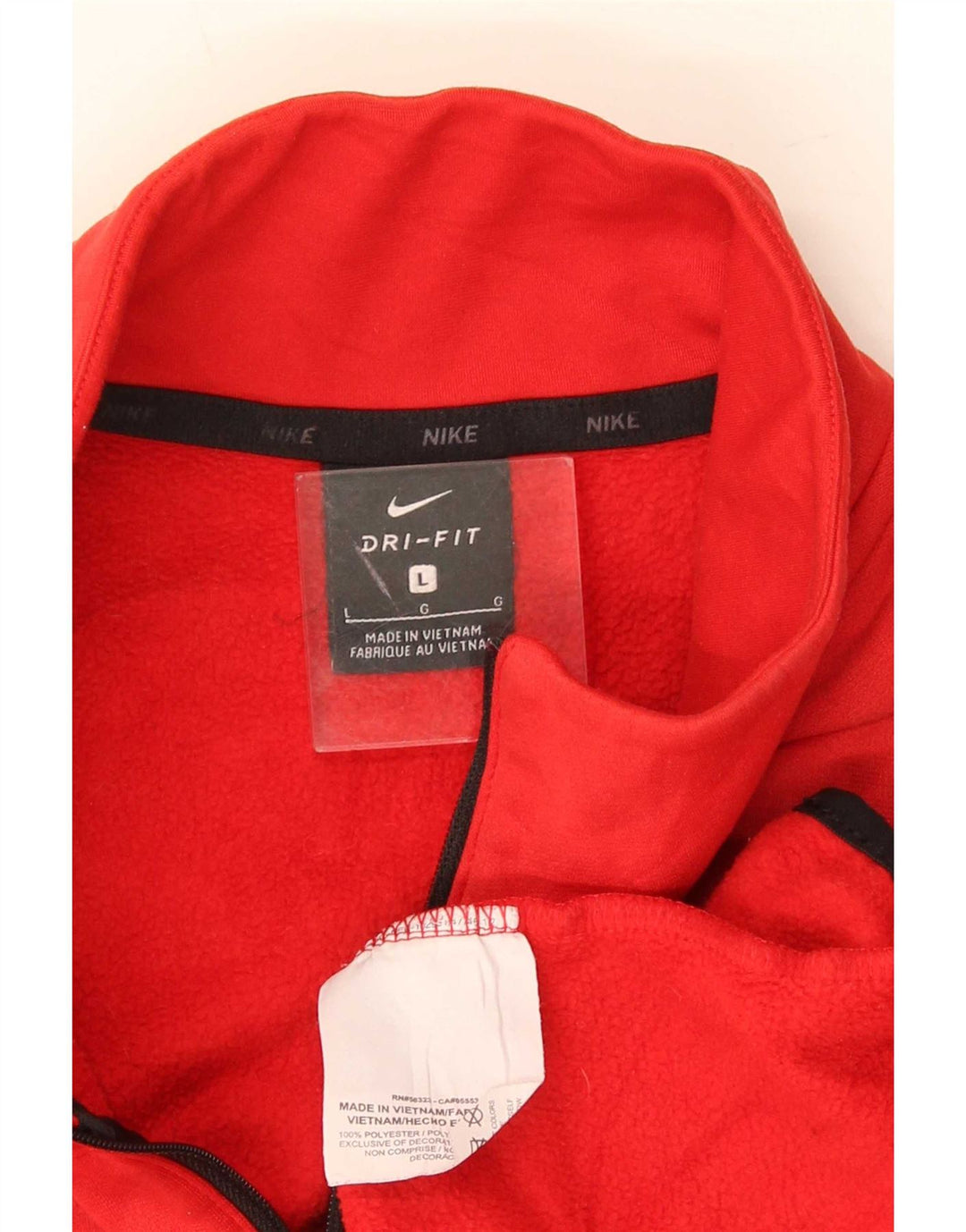 Nike Herre Dri Fit Sweatshirt med lynlås, stor rød polyester