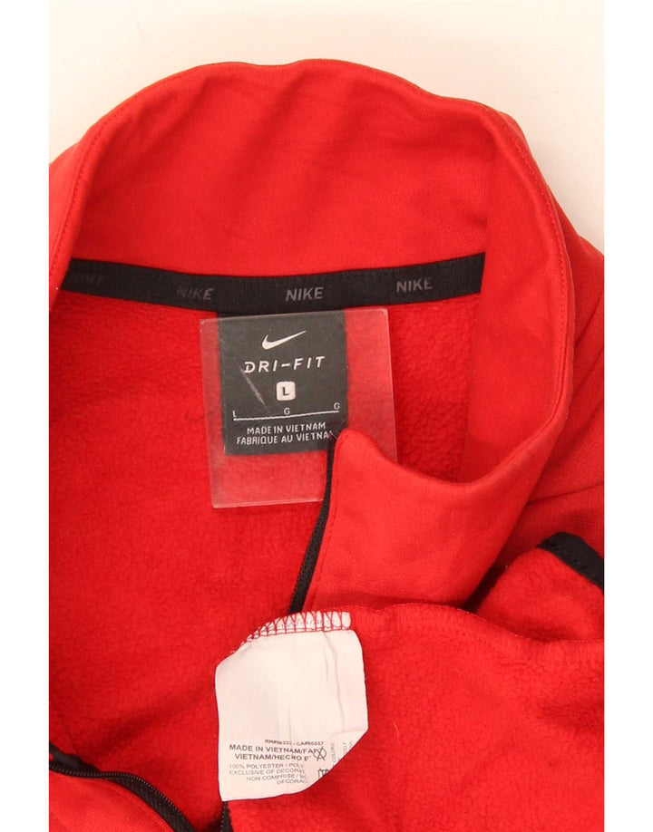 Nike Herre Dri Fit Sweatshirt med lynlås, stor rød polyester