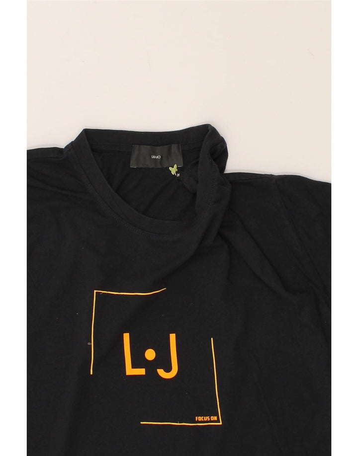 LIU JO Mens Graphic T-Shirt Top XL Black Cotton Vintage Liu Jo and Second-Hand Liu Jo from Messina Hembry 