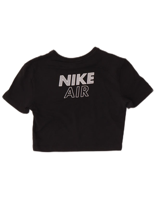 Nike Womens Crop Graphic T-Shirt Top UK 8 Small Black Cotton