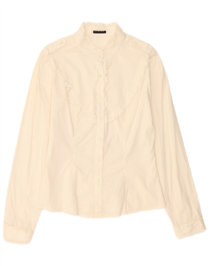 Sisley Womens Military Flæse Front Shirt UK 12 Medium White