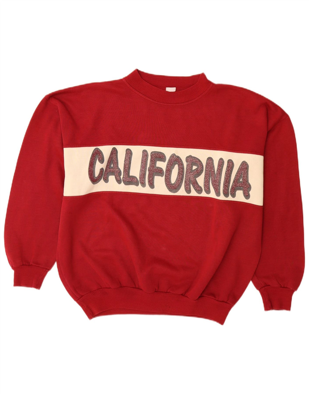 Vintage Herre grafisk sweatshirt Jumper XL Rød Colourblock