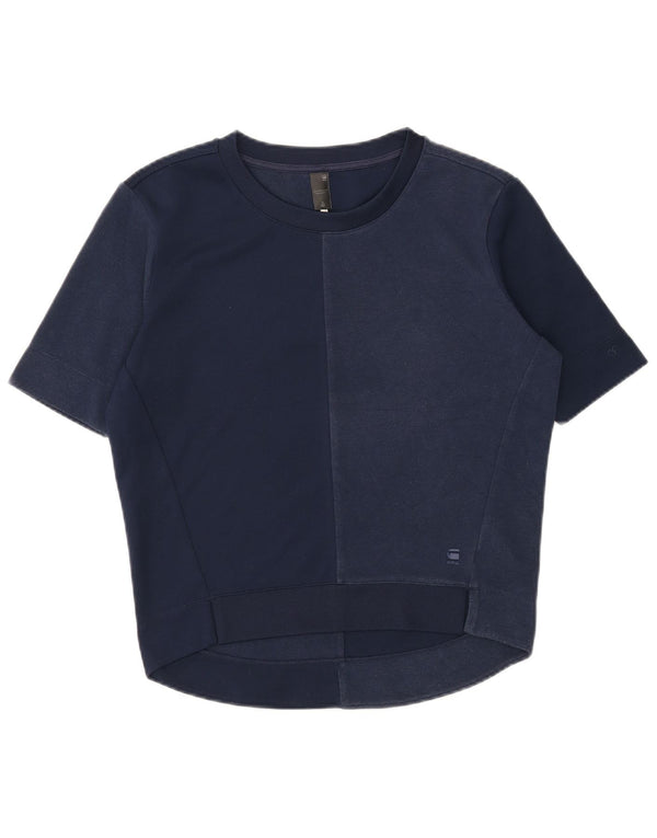 G-Star Dame Oversized T-Shirt Top UK 10 Small Navy Blue Polyester