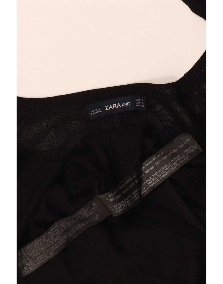 Zara Dame Oversized Top Langærmet UK 10 Small Black Viscose