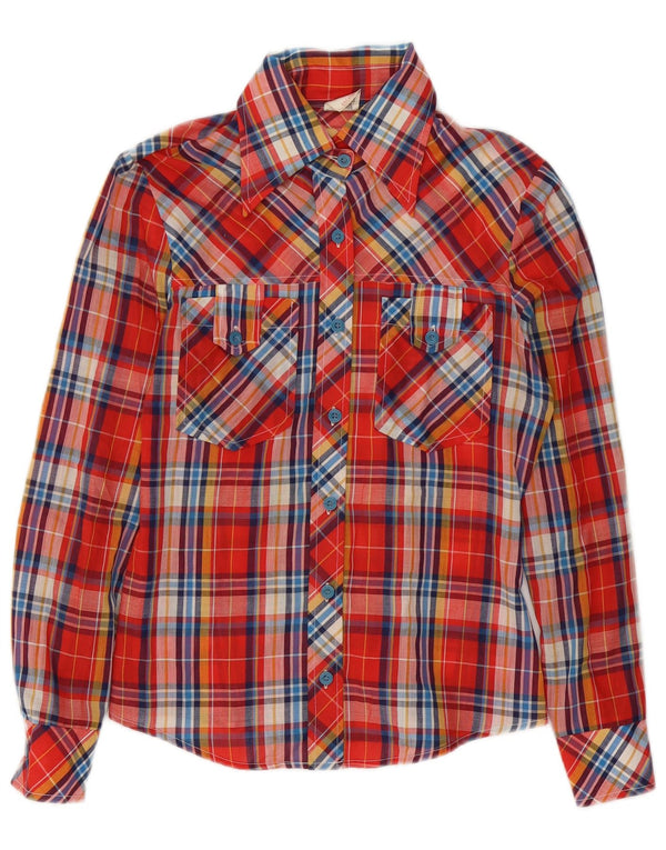 Vintage pigeskjorte 11-12 år rød plaid polyester