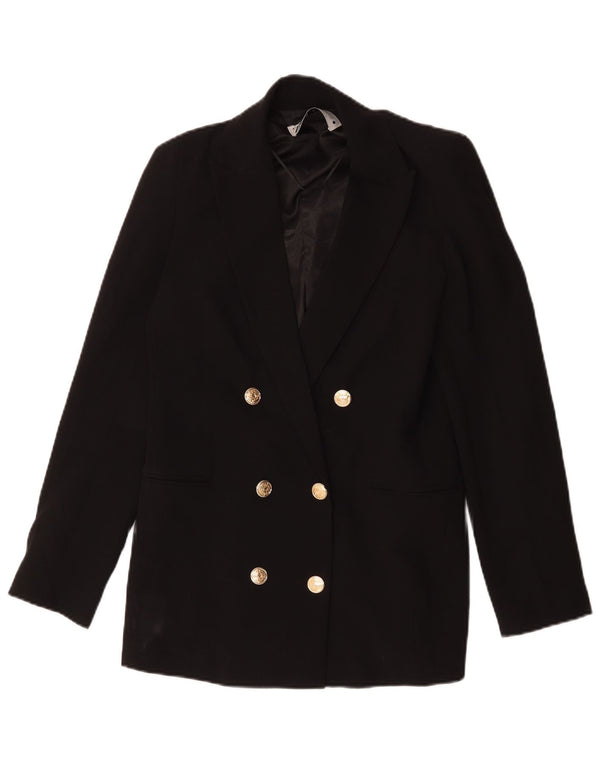 Zara Dame Dobbeltradet Blazer Jacket UK 6 XS Sort Polyester