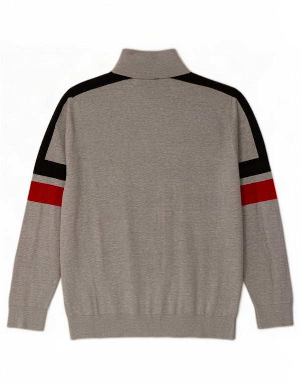 Fila Herre Zip Neck Sweater Medium Grey Colourblock Bomuld