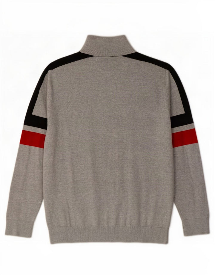 Fila Herre Zip Neck Sweater Medium Grey Colourblock Bomuld