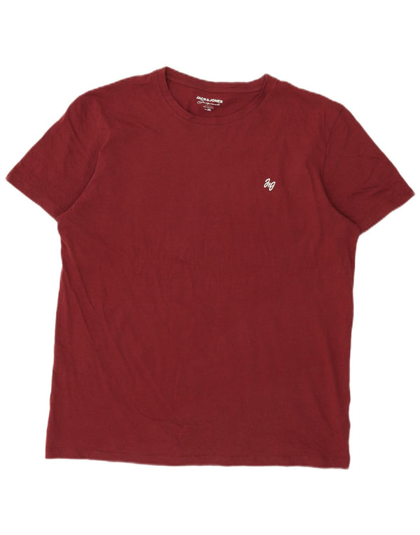 Jack & Jones Herre T-Shirt Top XL Bourgogne bomuld