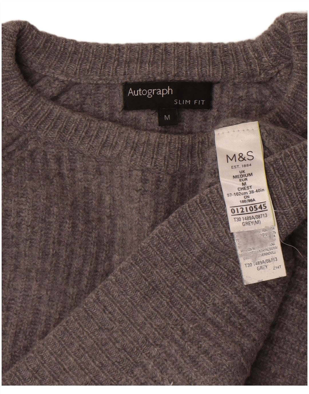 Marks & Spencer Dame Crop Boat Neck Jumper Sweater UK 14 Medium Grey