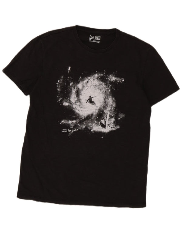 Fat Face Herre grafisk T-shirt Top Medium Sort Bomuld