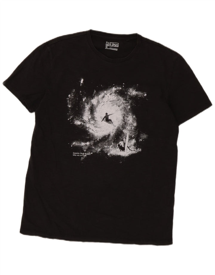 Fat Face Herre grafisk T-shirt Top Medium Sort Bomuld