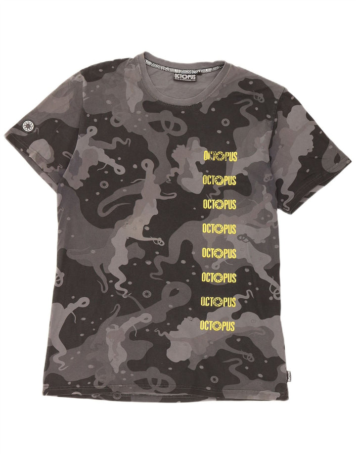 Octopus Herre grafisk T-shirt Top Medium Grå Camouflage Bomuld
