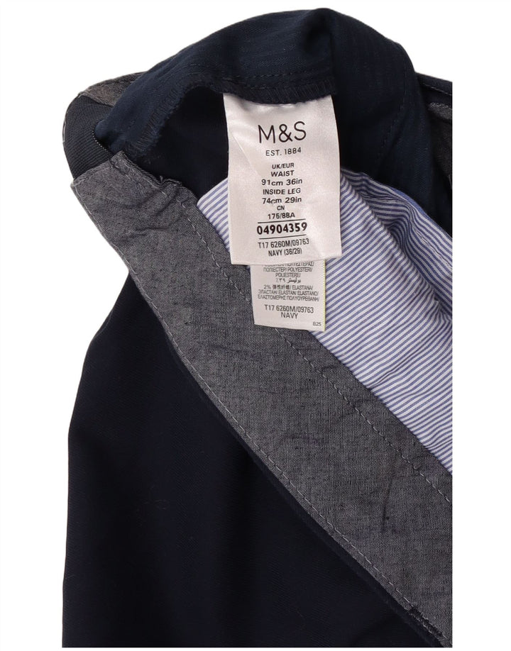 Marks & Spencer Straight Suit Bukser til mænd W36 L27 Marineblå polyester