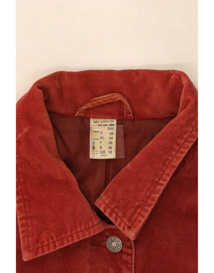 Vintage Kvinder Utility Jacket UK 18 XL Rød Bomuld