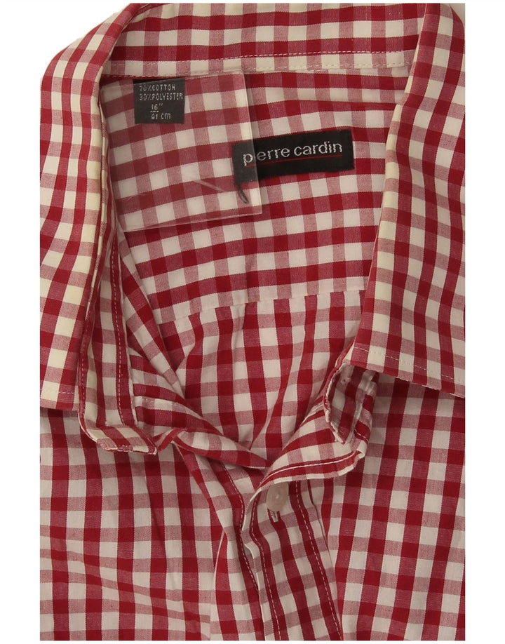 Pierre Cardin Mens Shirt Size 41 16 Large Red Gingham Cotton