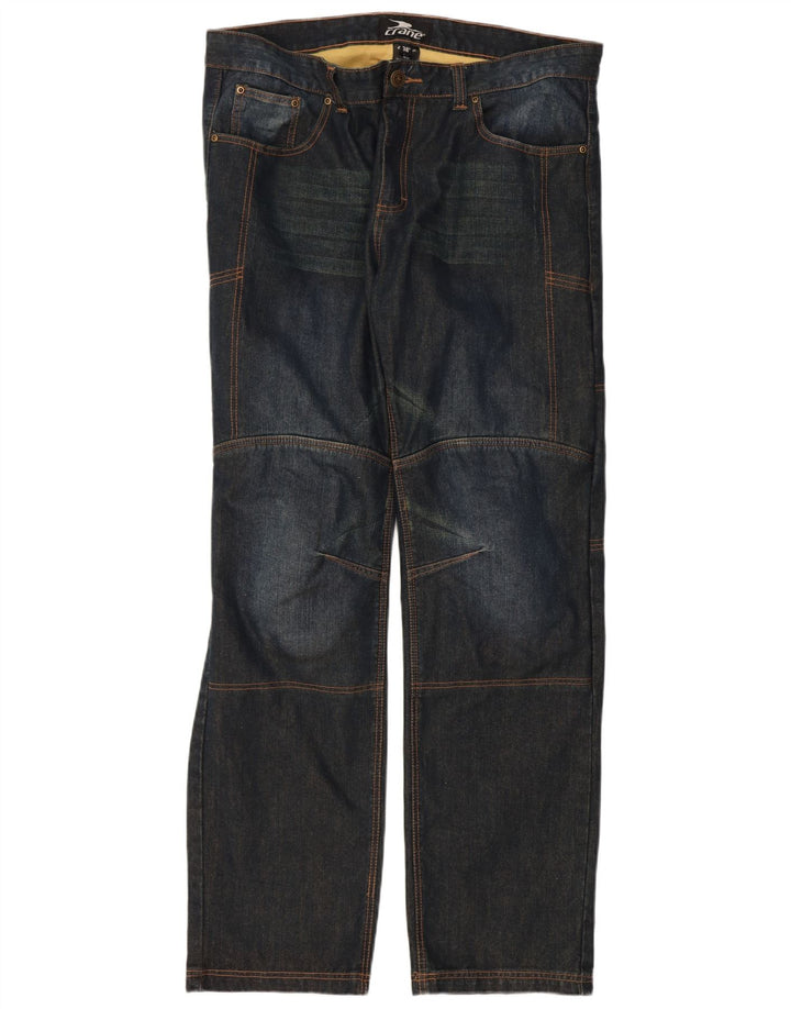 CRANE Mens Straight Jeans W38 L34 Navy Blue Cotton