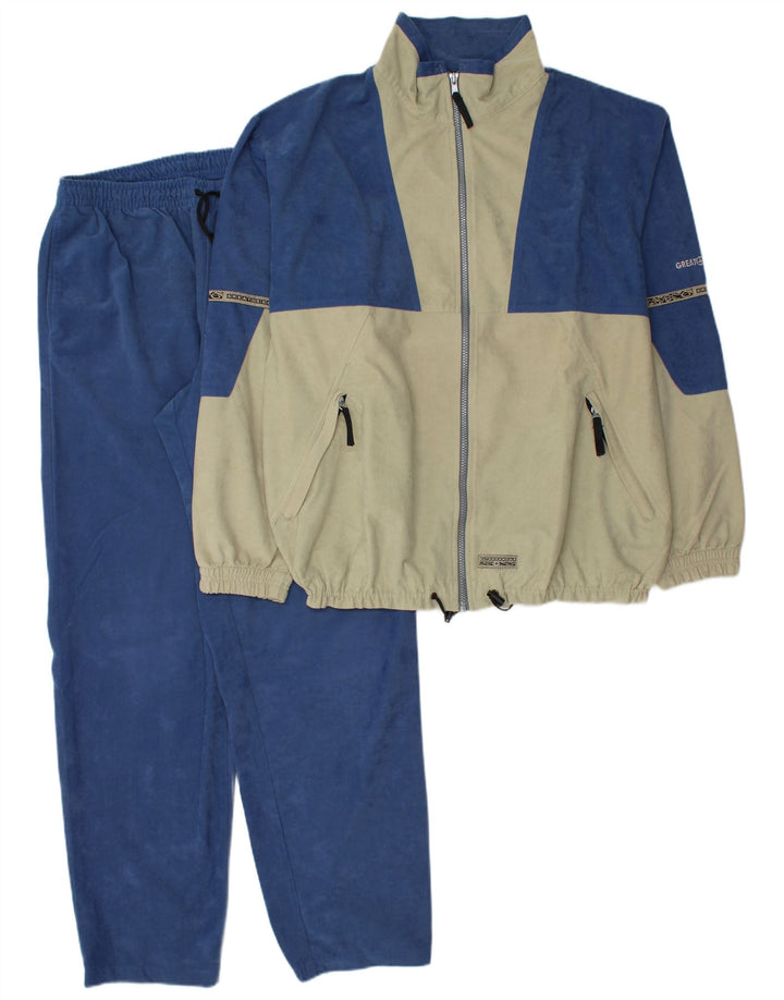 Great Escapes Herre velour fuld træningsdragt EU 52 Large Blue Colourblock