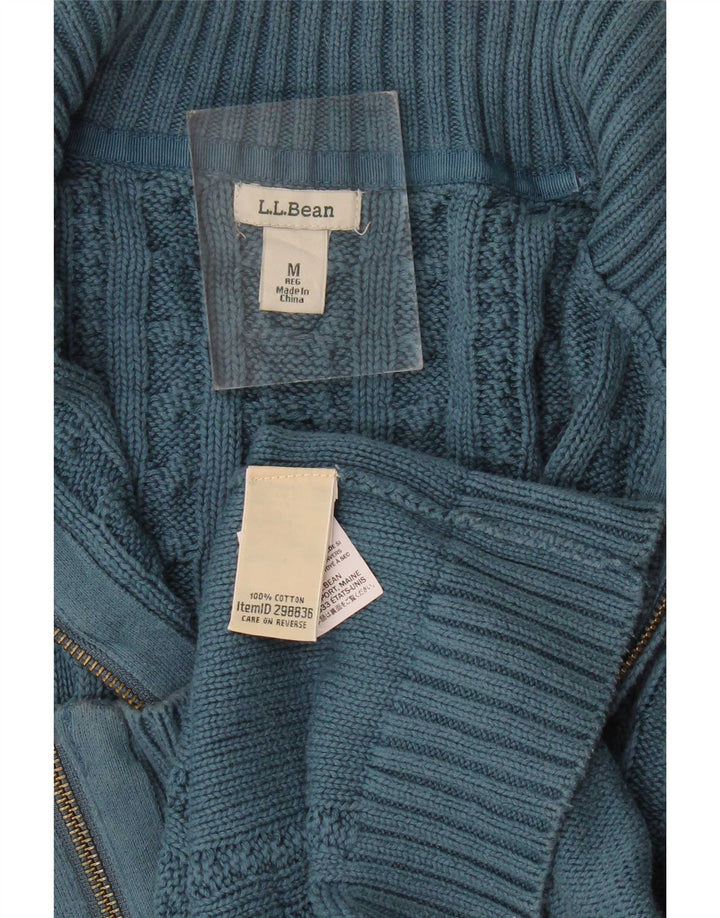 L.L.Bean Dame Cardigan Sweater UK 14 Medium Blue Bomuld