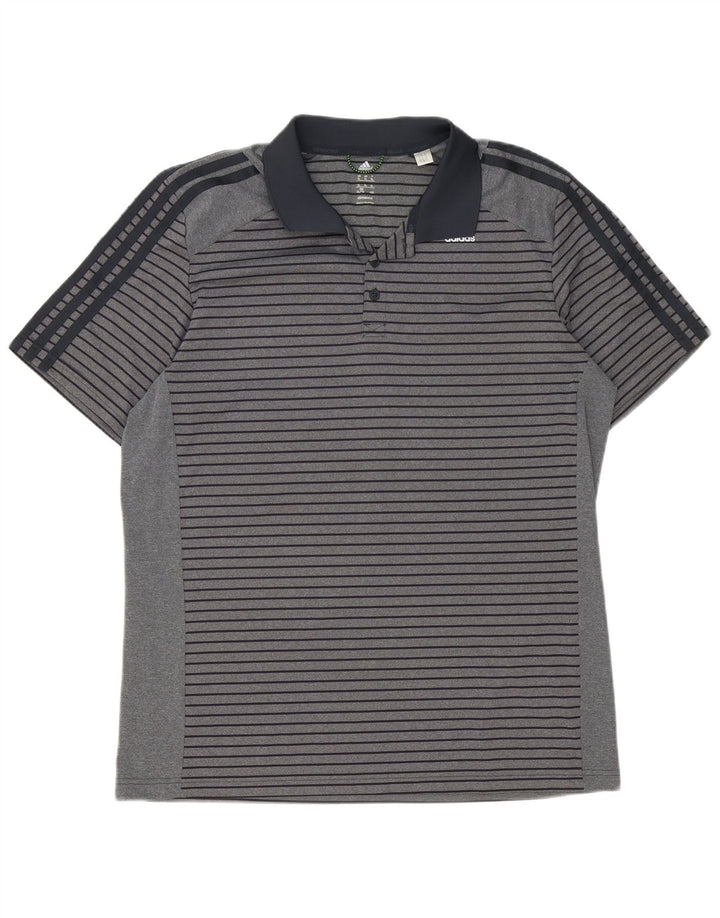Adidas Herre Climacool Polo Shirt XL Gråstribet polyester