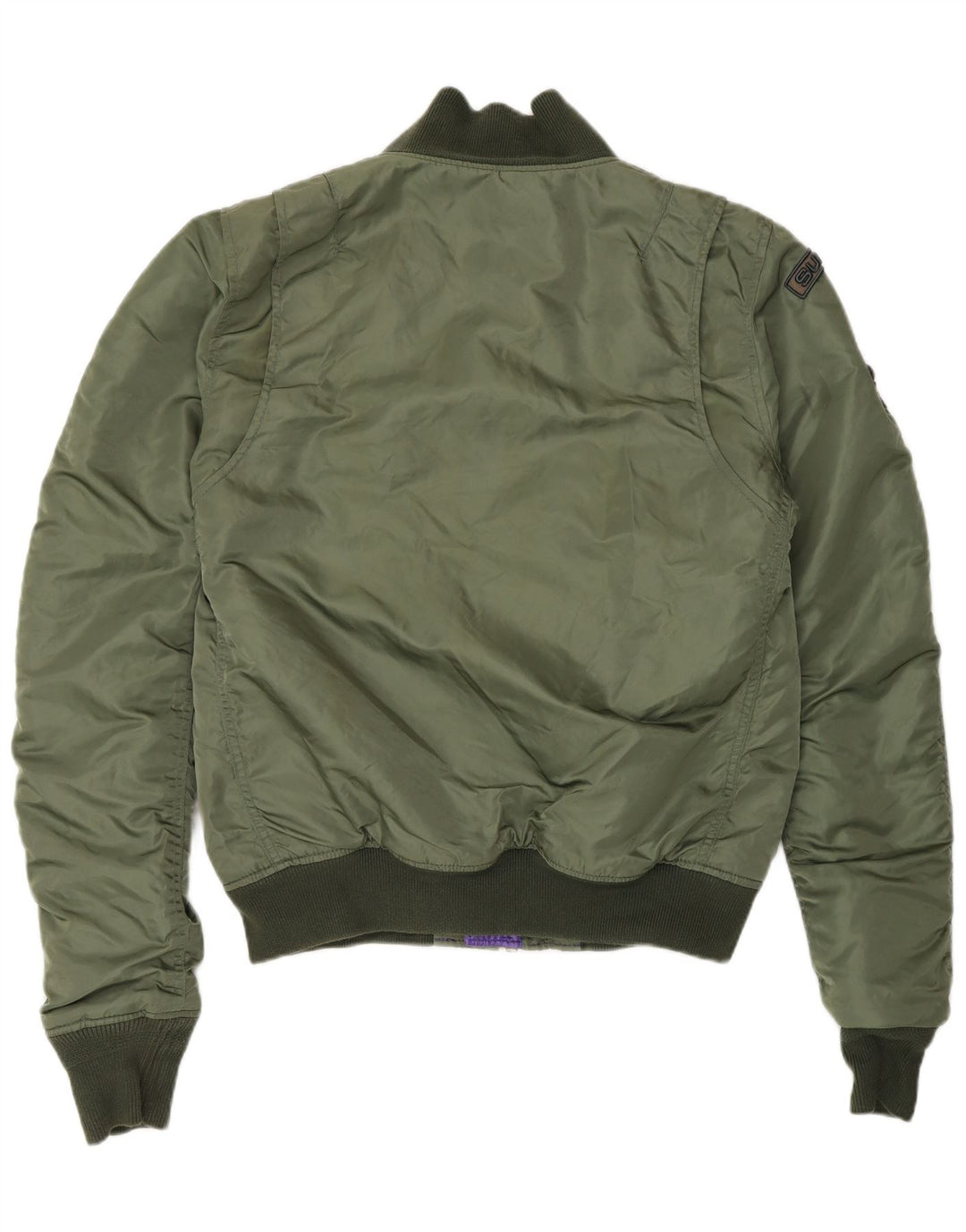 SUPERDRY Womens Flight Aviator Jacket UK 16 Large Khaki Nylon