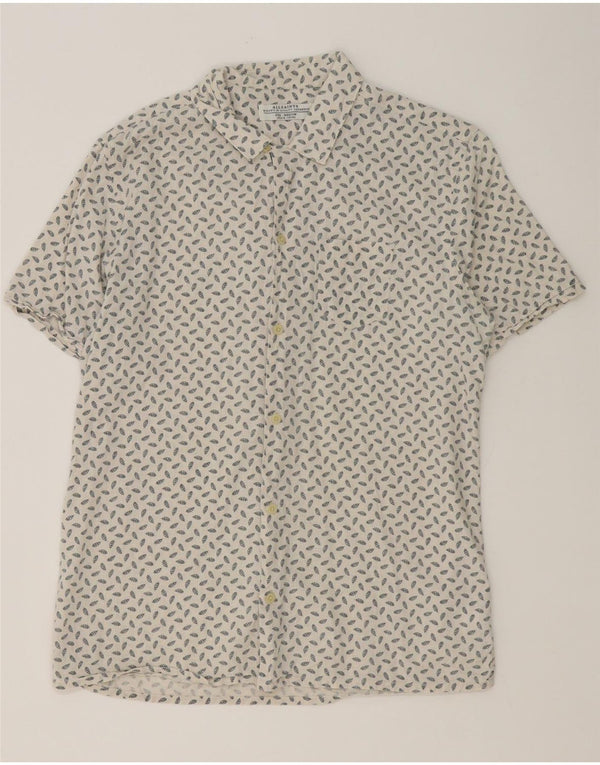 All Saints Kortærmet Herreskjorte Medium Off White Plettet