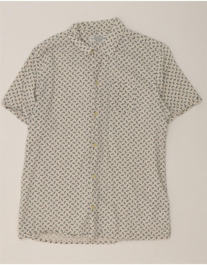 All Saints Kortærmet Herreskjorte Medium Off White Plettet