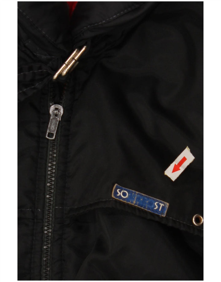 VINTAGE Herre Windbreaker Jacket IT 54 2XL Sort Colourblock Polyamid