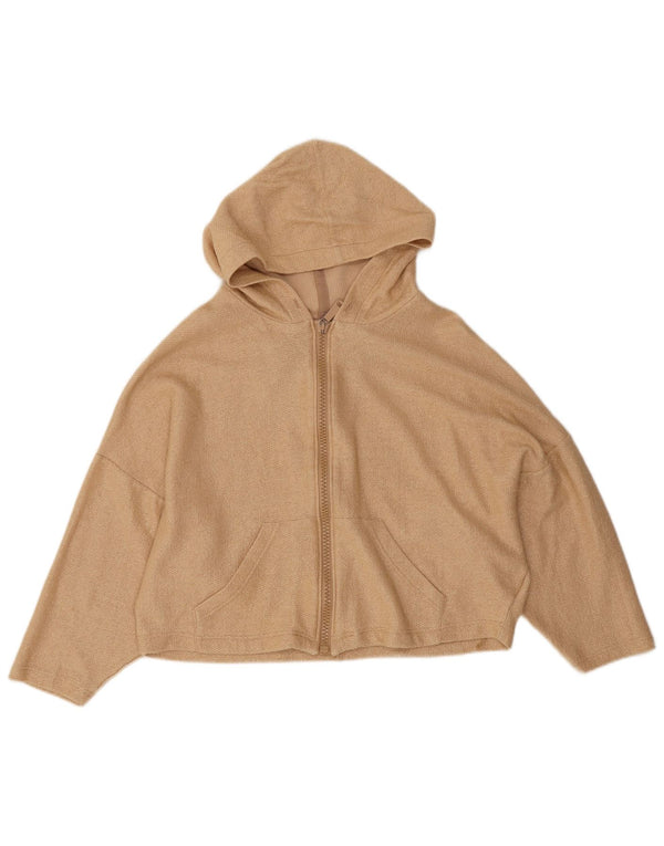 Diesel Dame Crop Oversized Zip Hoodie Sweater UK 10 Small Beige Bomuld