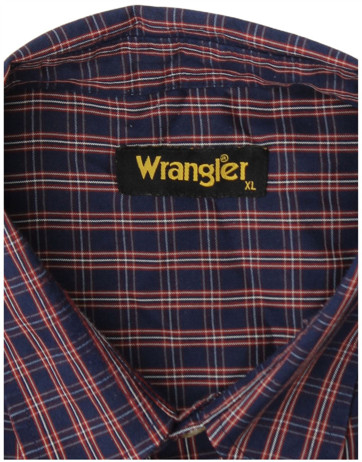 WRANGLER Flanellskjorte til mænd XL Marineblå ternet