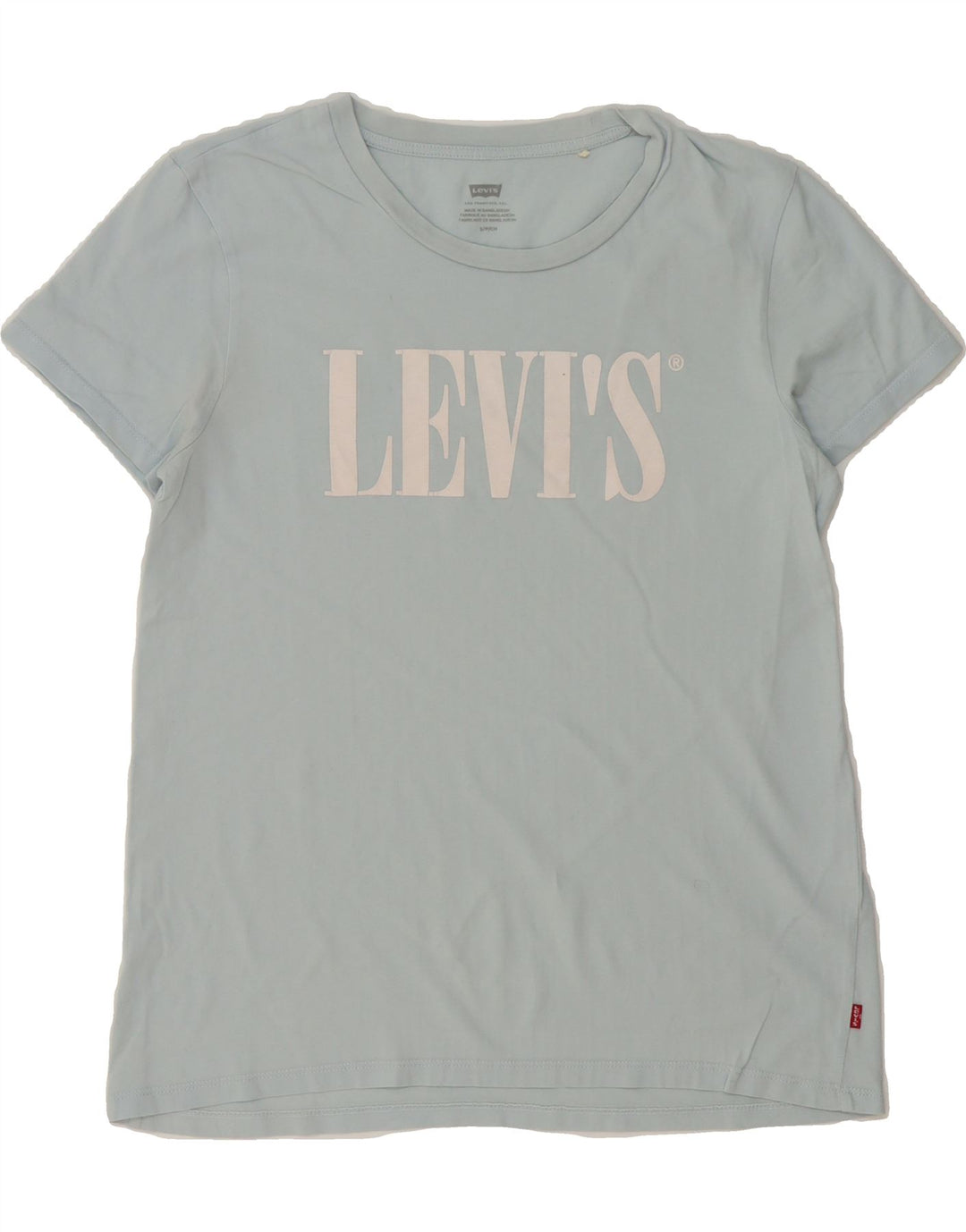 LEVI'S Womens Graphic T-Shirt Top UK 10 Small Blue Vintage Levi's and Second-Hand Levi's from Messina Hembry 