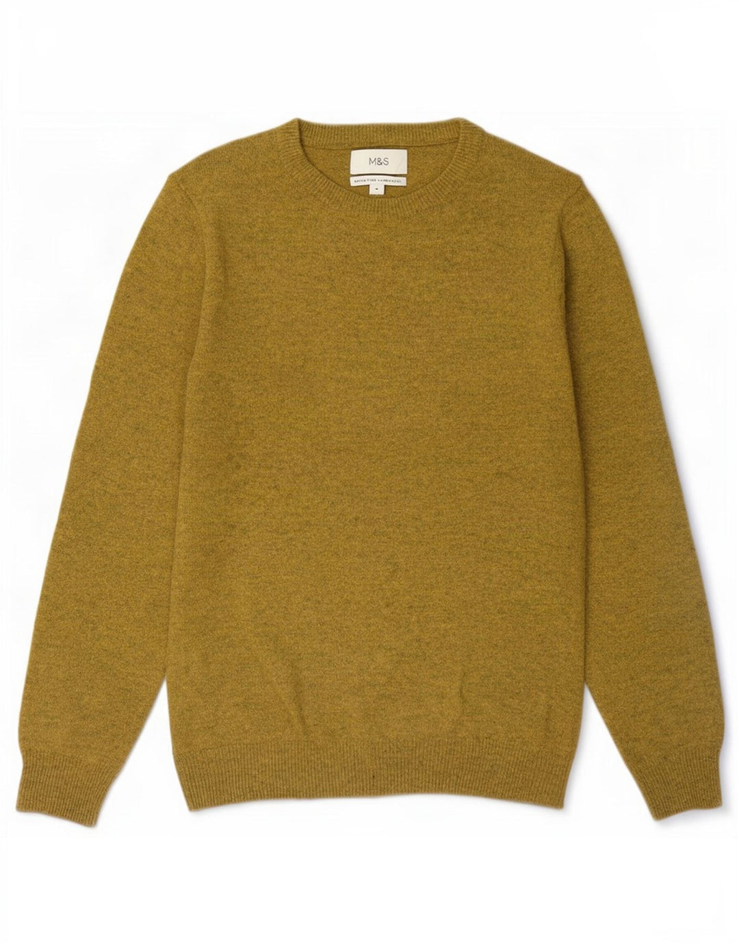 Marks & Spencer Herretrøjetrøje med rund hals, medium gul flækket uld