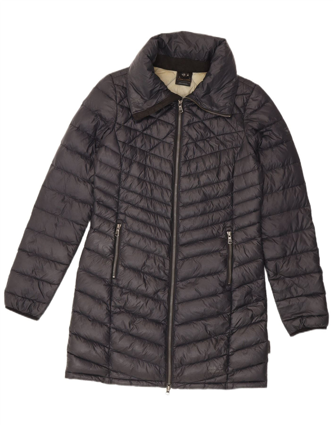 Jack Wolfskin Dame Polstret Frakke UK 8/10 Small Grey Polyamide