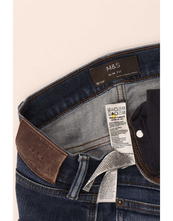 Marks & Spencer Herre Slim Jeans W38 L33 Marineblå Bomuld