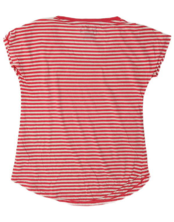 Adidas Dame Grafisk T-Shirt Top UK 10 Lille Rød Nålestribet Bomuld