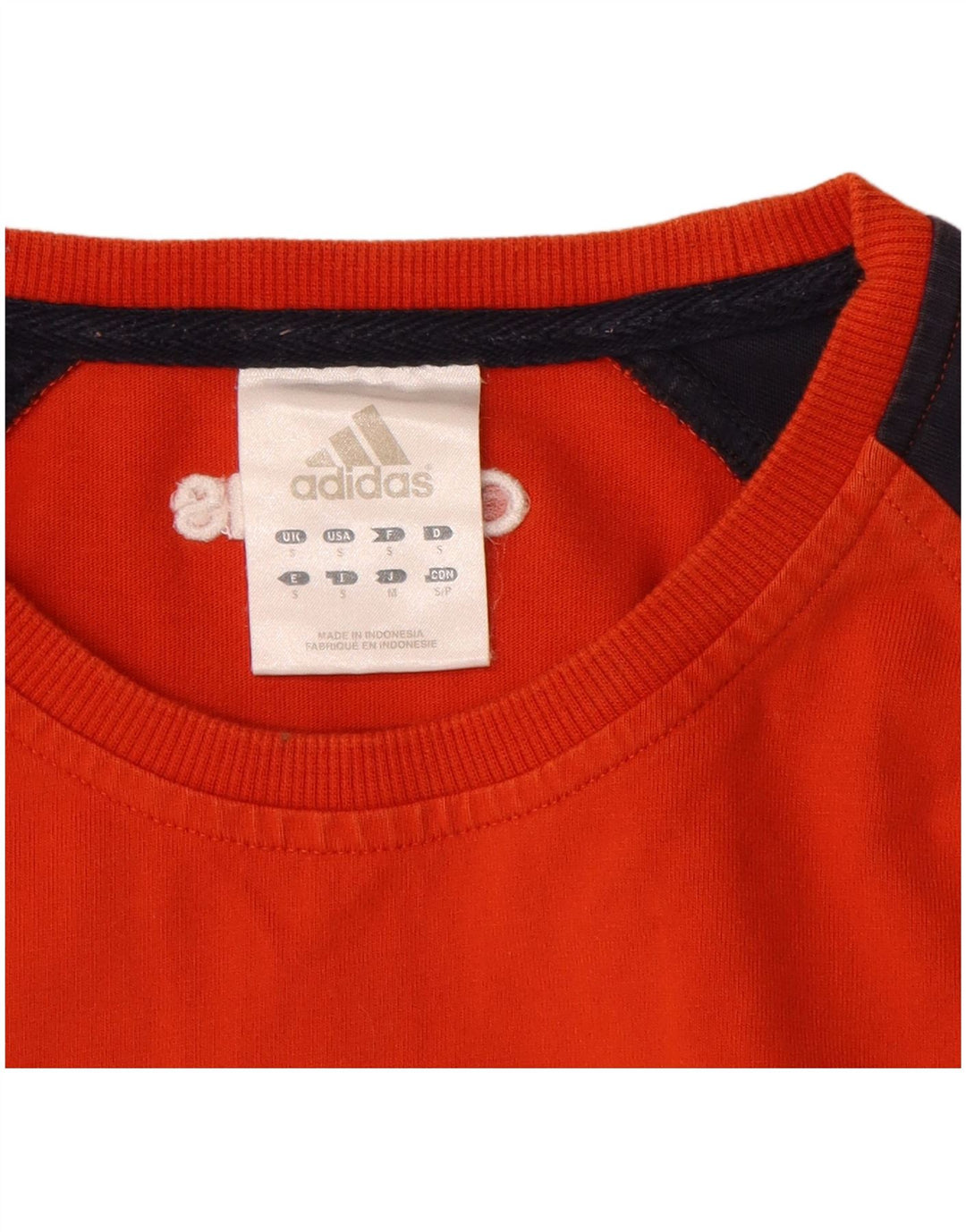 ADIDAS Mens Graphic Top Long Sleeve Small Orange Colourblock Cotton