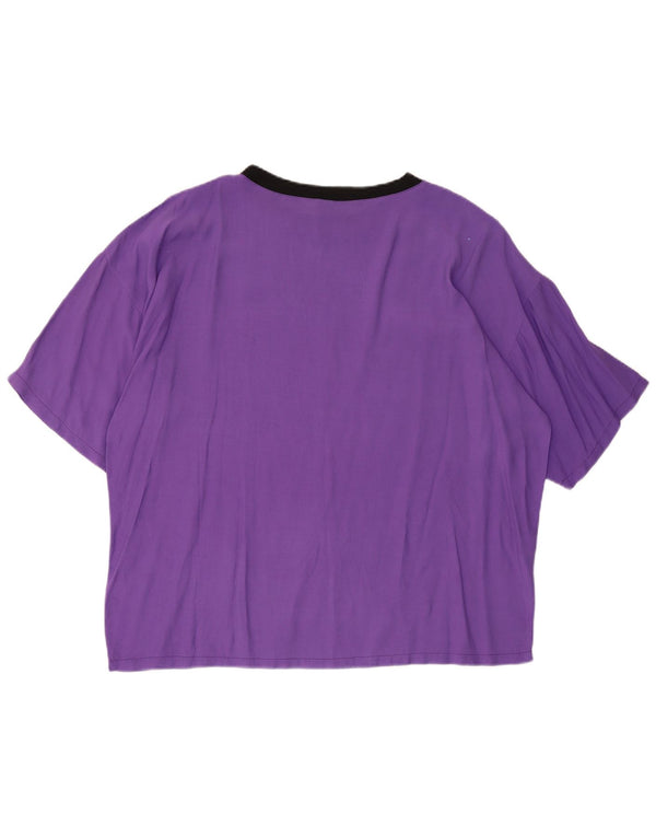Vintage Kvinder Oversized Grafisk T-Shirt Top UK 10 Lille Lilla Viscose
