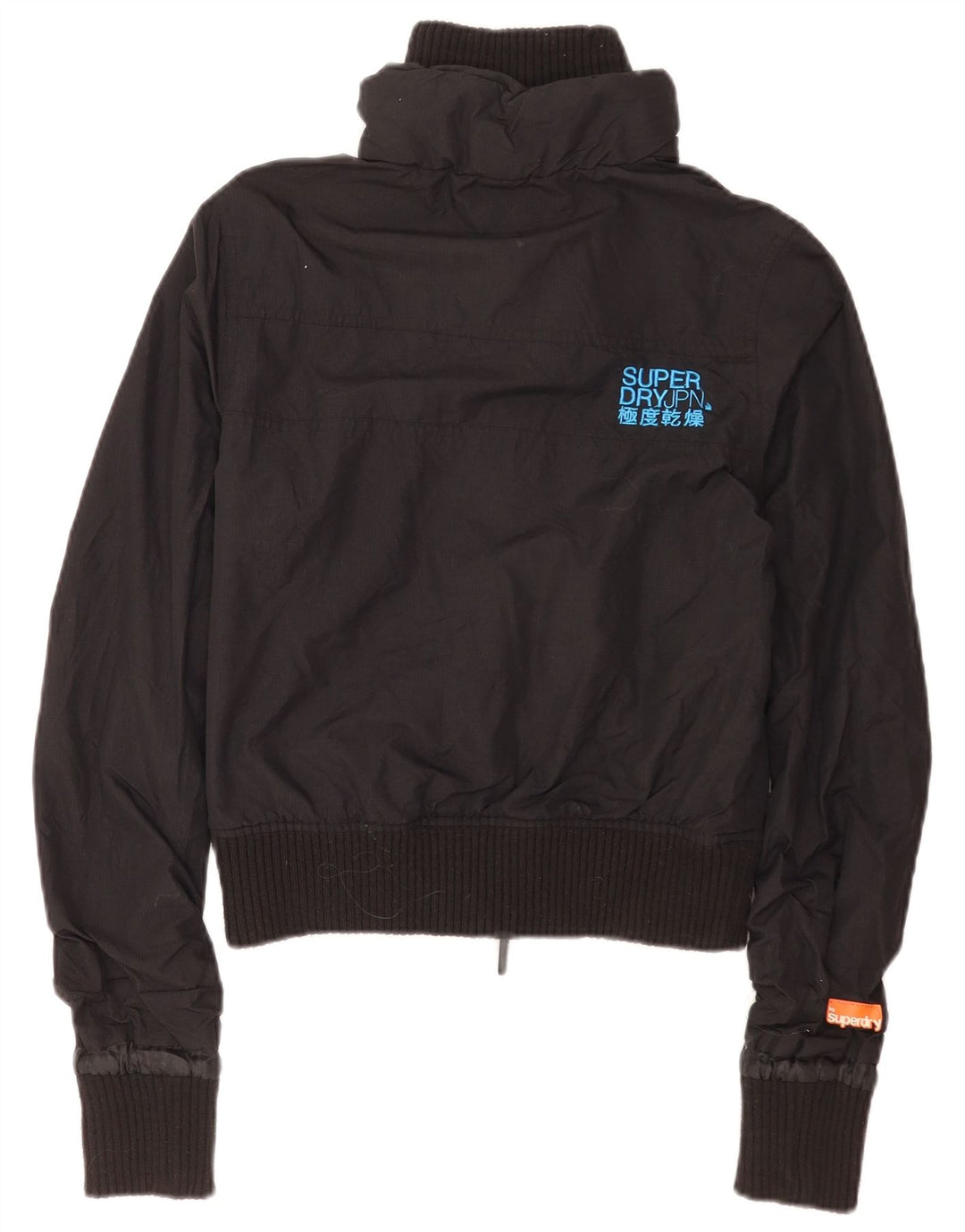Superdry Graphic Bomber Jacket UK 10 Small Black Nylon