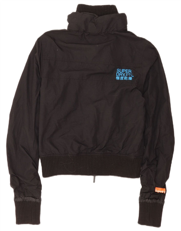 Superdry Graphic Bomber Jacket UK 10 Small Black Nylon
