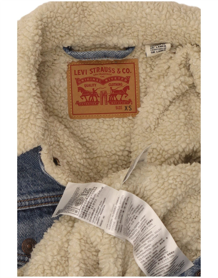 Levi's Dame Denim Sherpa Jacket UK 6 XS Blå Bomuld