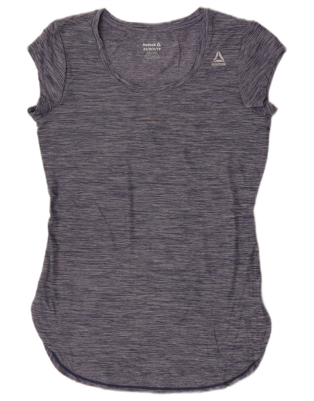 Reebok Dame T-Shirt Top UK 6 XS Navy Blue Flecked Polyester