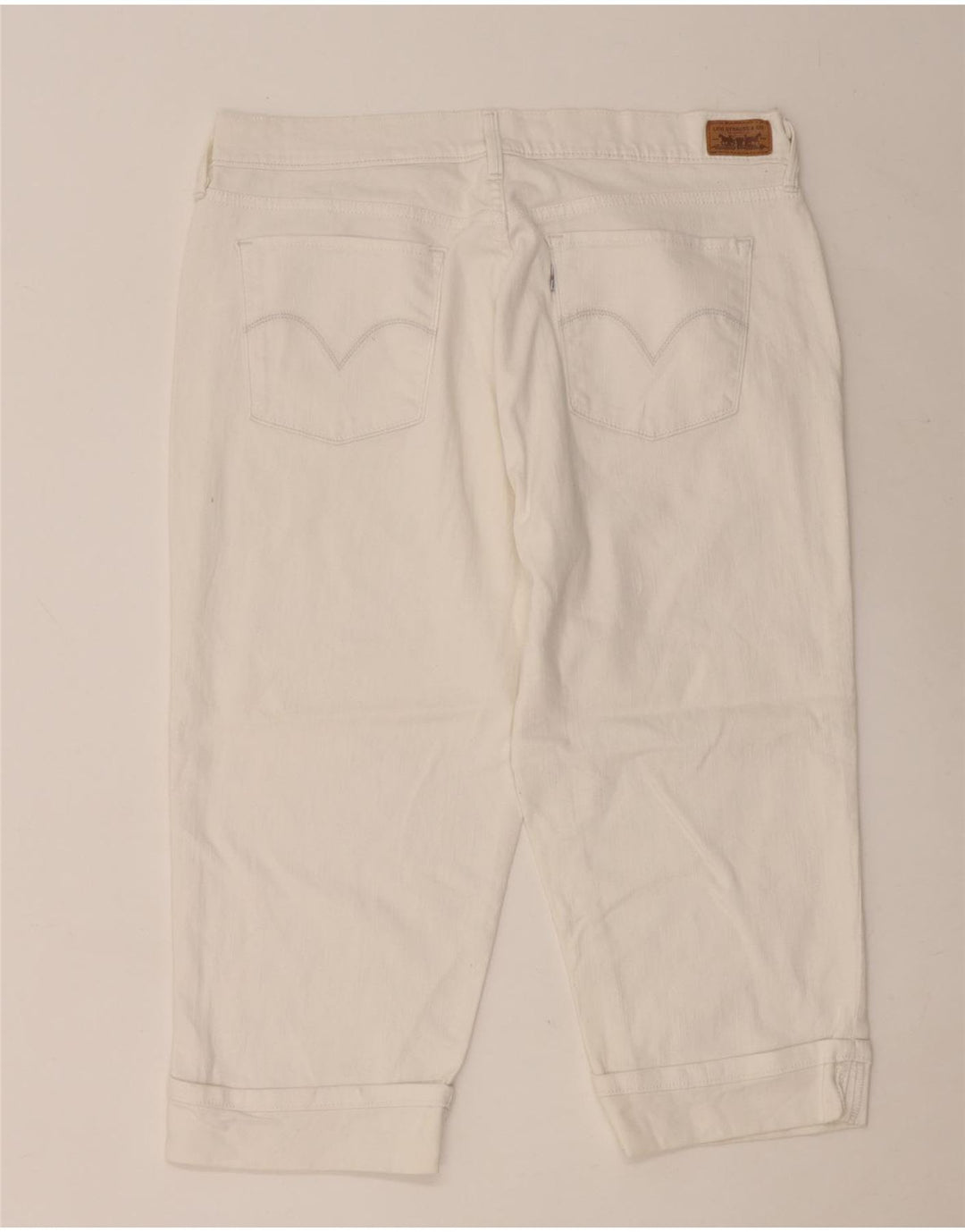 LEVI'S Dame 515 Capri Jeans US 14 Large W36 L20 Hvid Bomuld