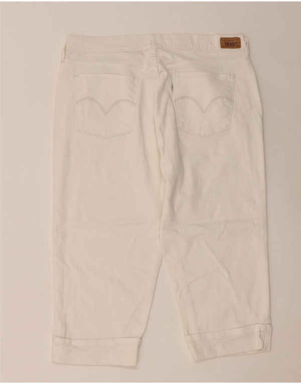 LEVI'S Dame 515 Capri Jeans US 14 Large W36 L20 Hvid Bomuld