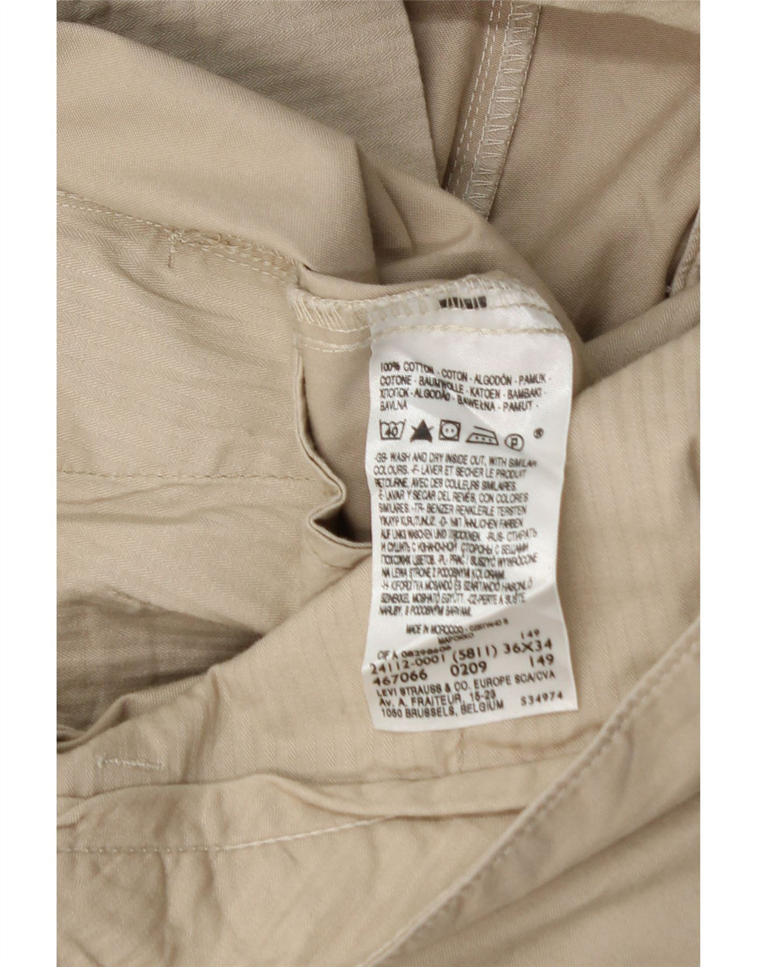 DOCKERS Slim Fit Chinobukser til mænd W36 L30 Beige Bomuld