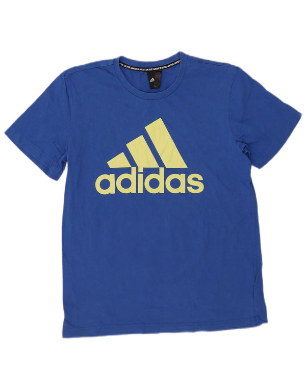 Adidas Grafisk T-shirt top mellemblå bomuld til mænd