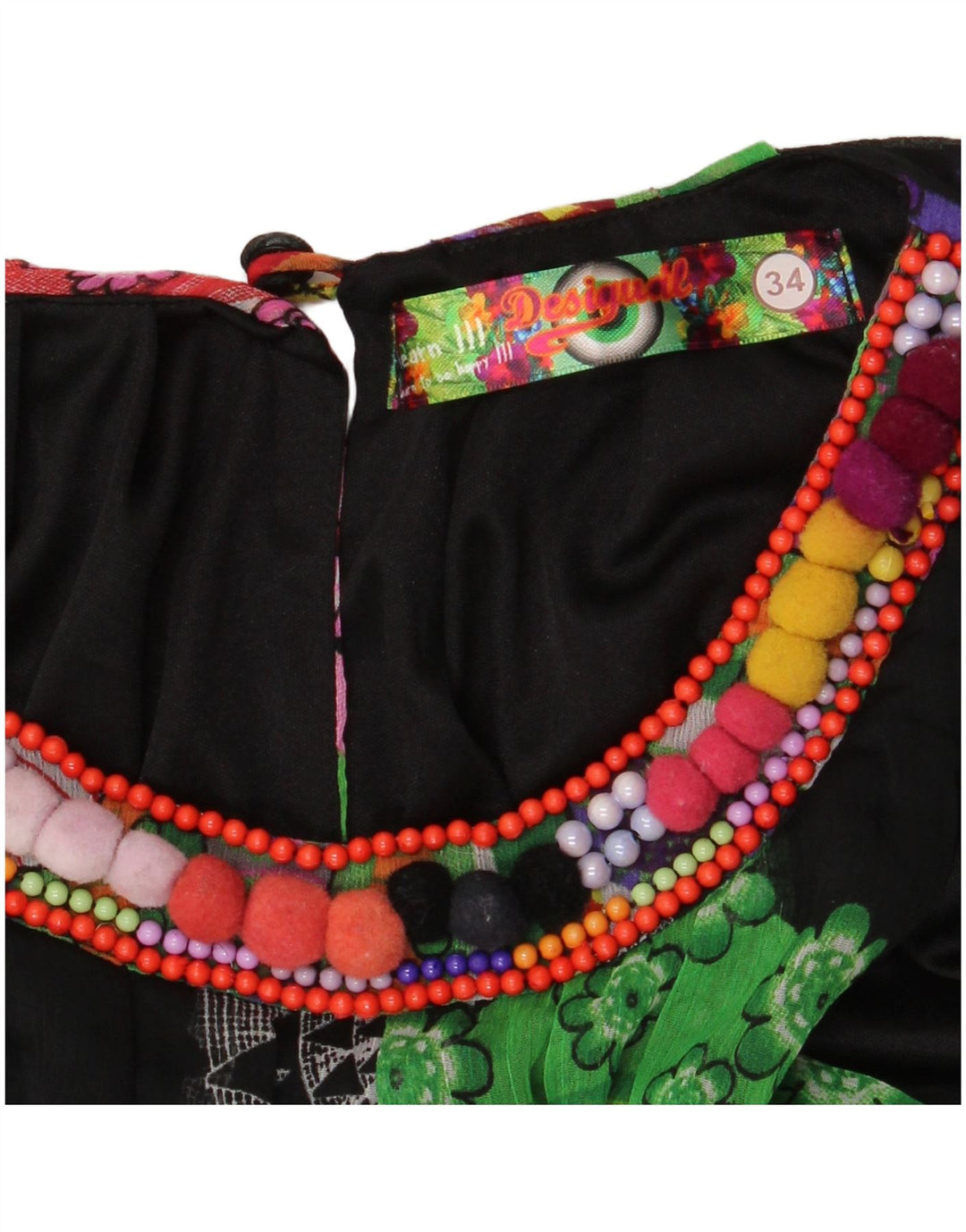 Desigual Kvinders Oversized Halter Dress EU 34 XS Black Floral