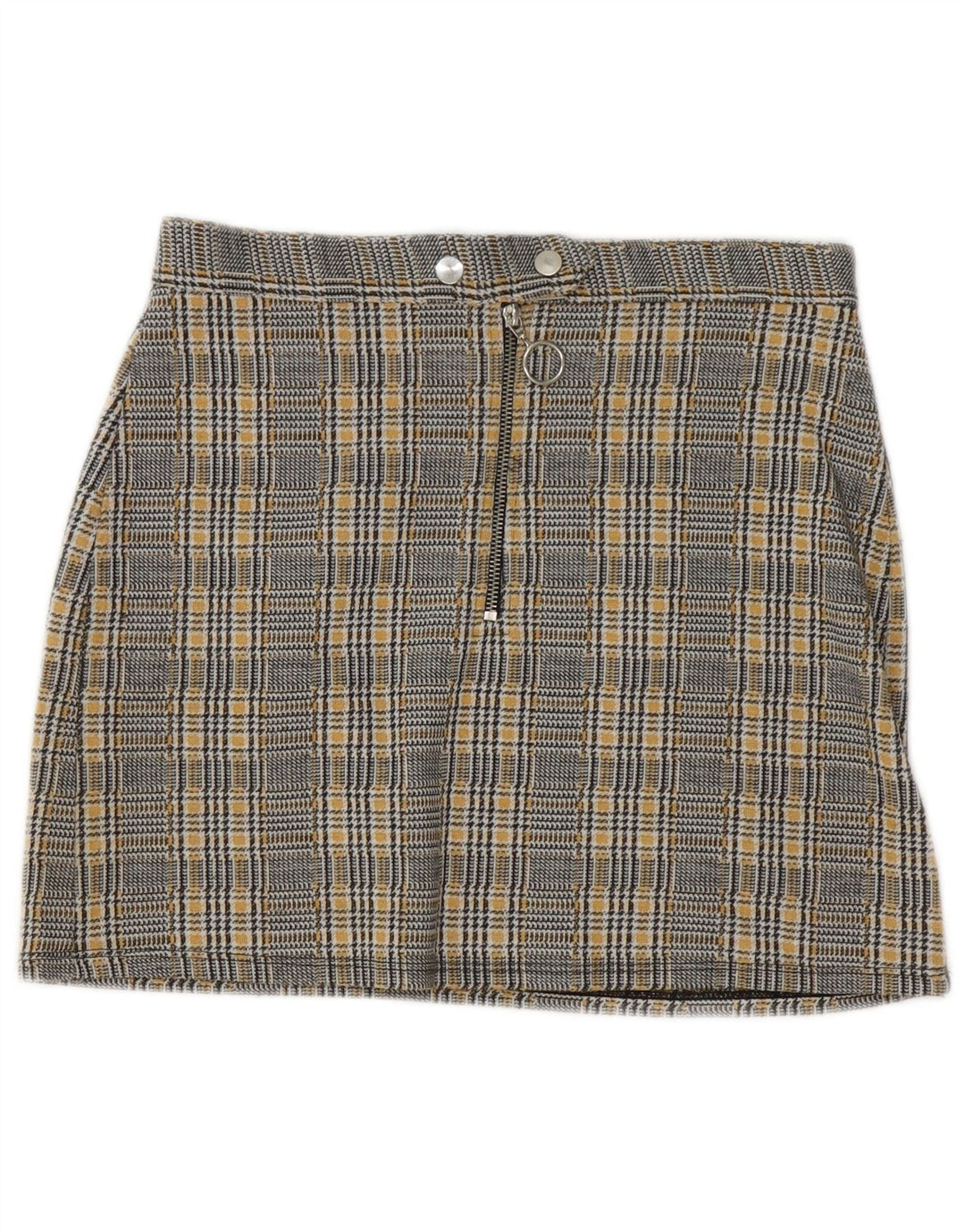 Topshop Dame Mini-nederdel UK 10 Small W28 Yellow Houndstooth Polyester