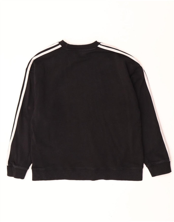 Adidas Dame Sweatshirt Jumper UK 12/14 Medium Sort Bomuld