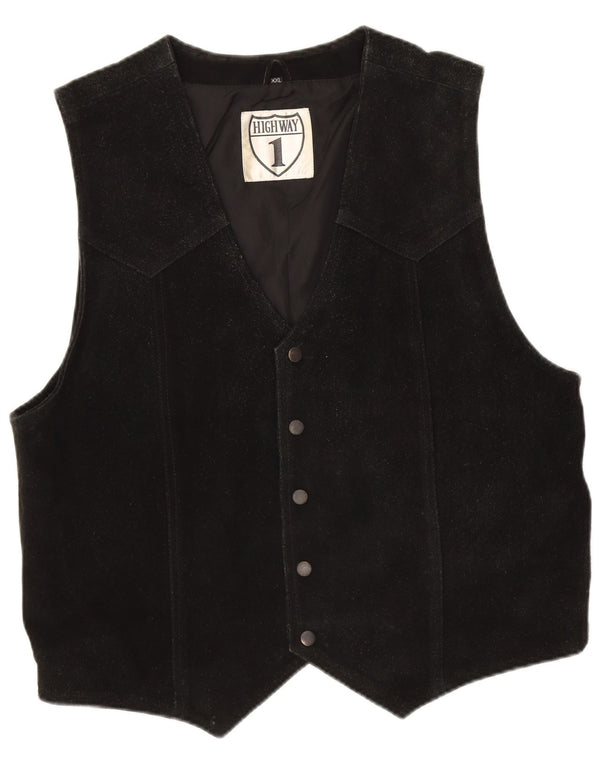Highway 1 Herre ruskind vest 2XL sort læder